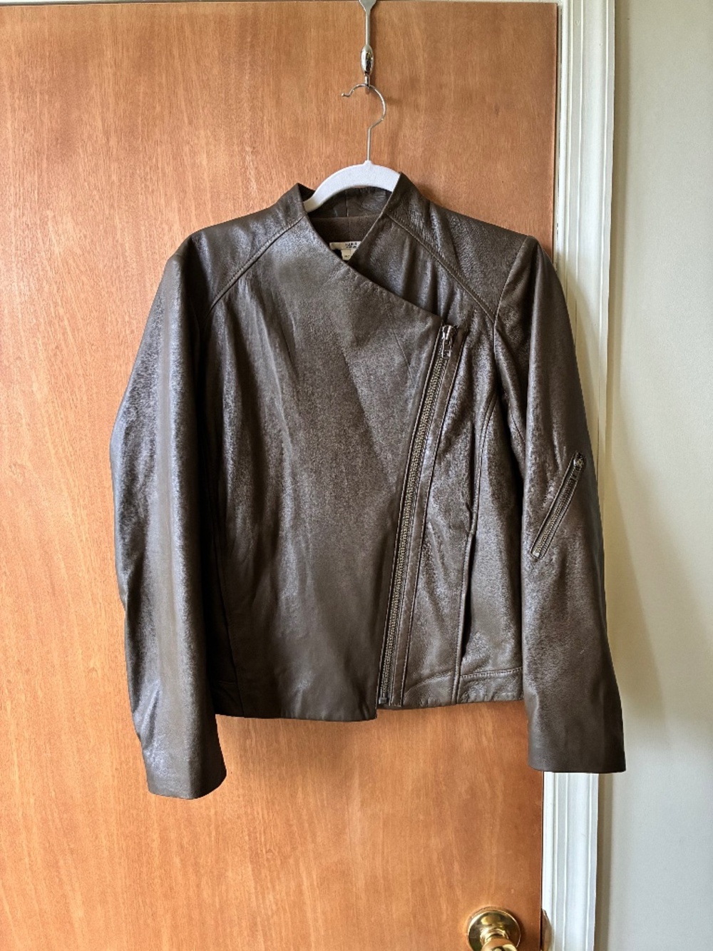 Helmut Lang all-leather lined jacket in medium brown, size L